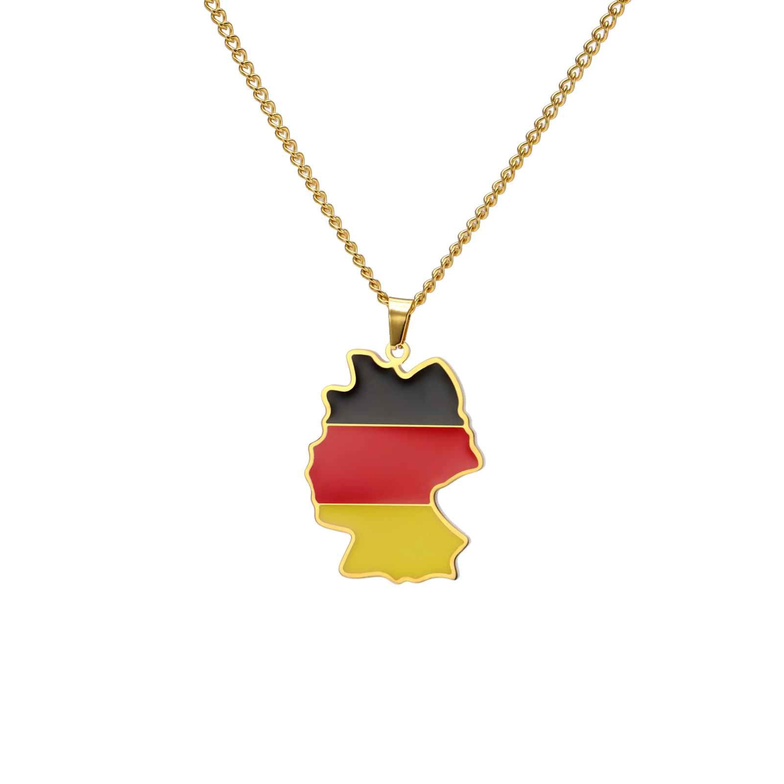 Amaxer Map of Germany Pendant Necklace For Women Men Stainless Steel Necklace Deutschland Patriotic Jewelry Gift