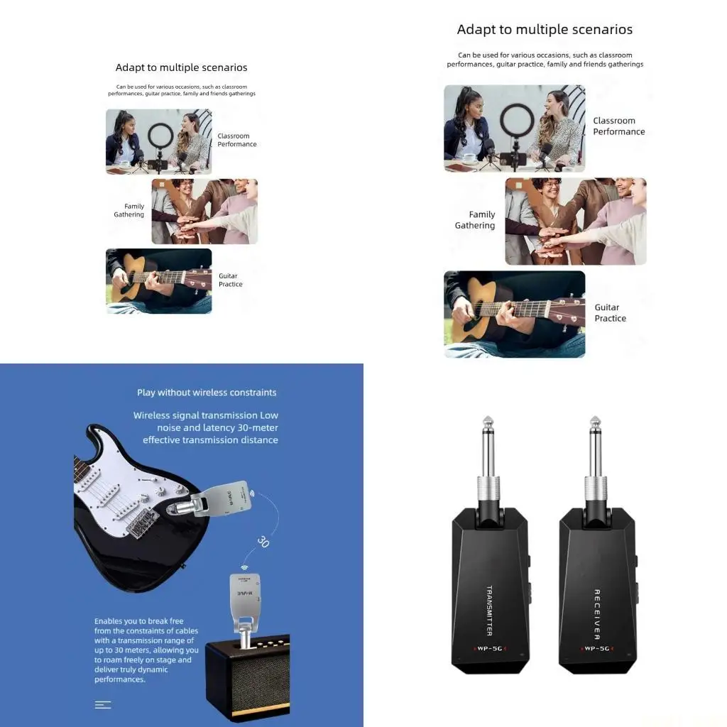 

U2JB Advanced Guitar Radio Structure 24bit 48KHz Sound 5.8GHz Frequency 4 Unit Functionality
