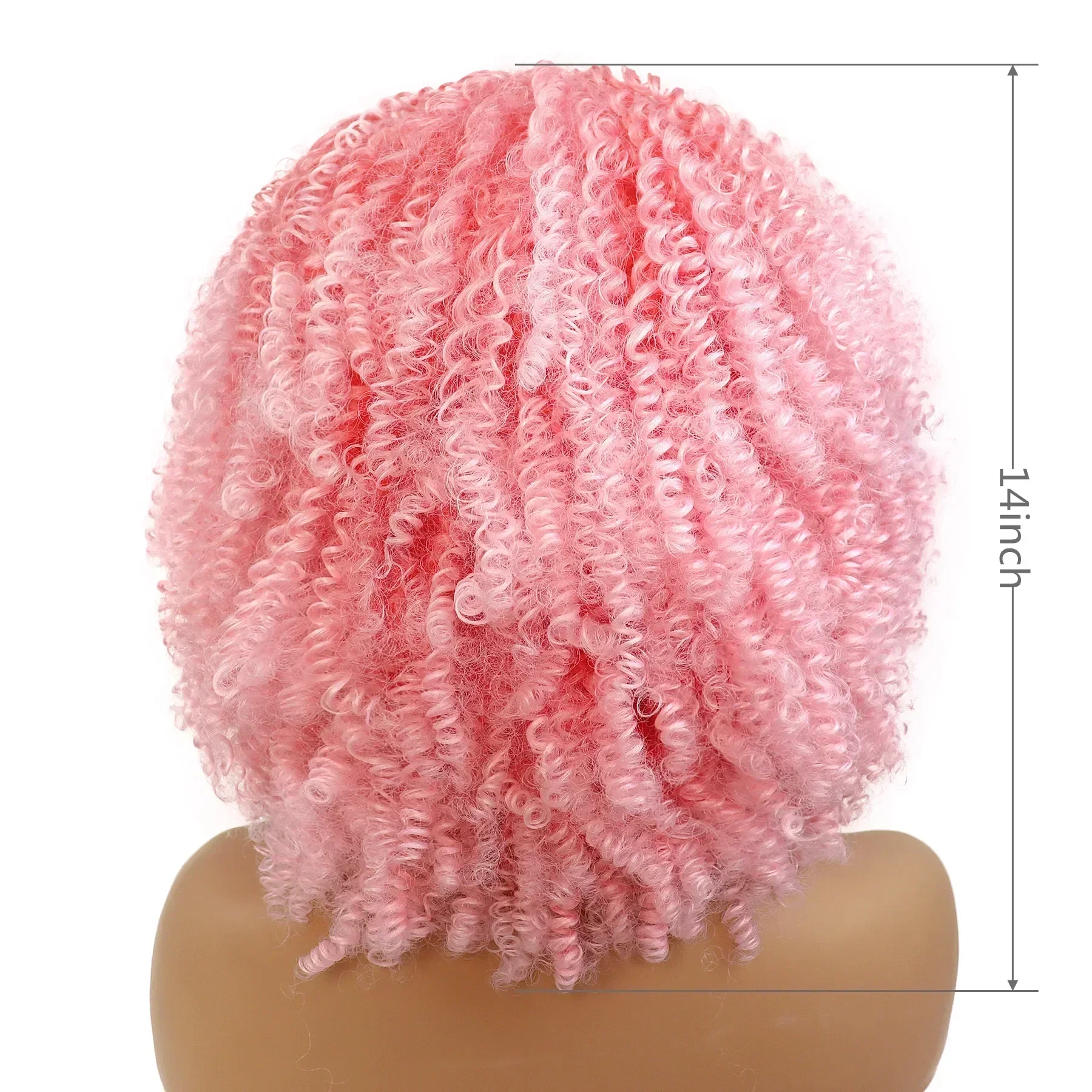 Pelucas rosas cortas sintéticas con flequillo, peluca Afro rizada Natural para mujeres, estilos de cabello sueltos y esponjosos, venta de liquidación, peluca barata para Cosplay