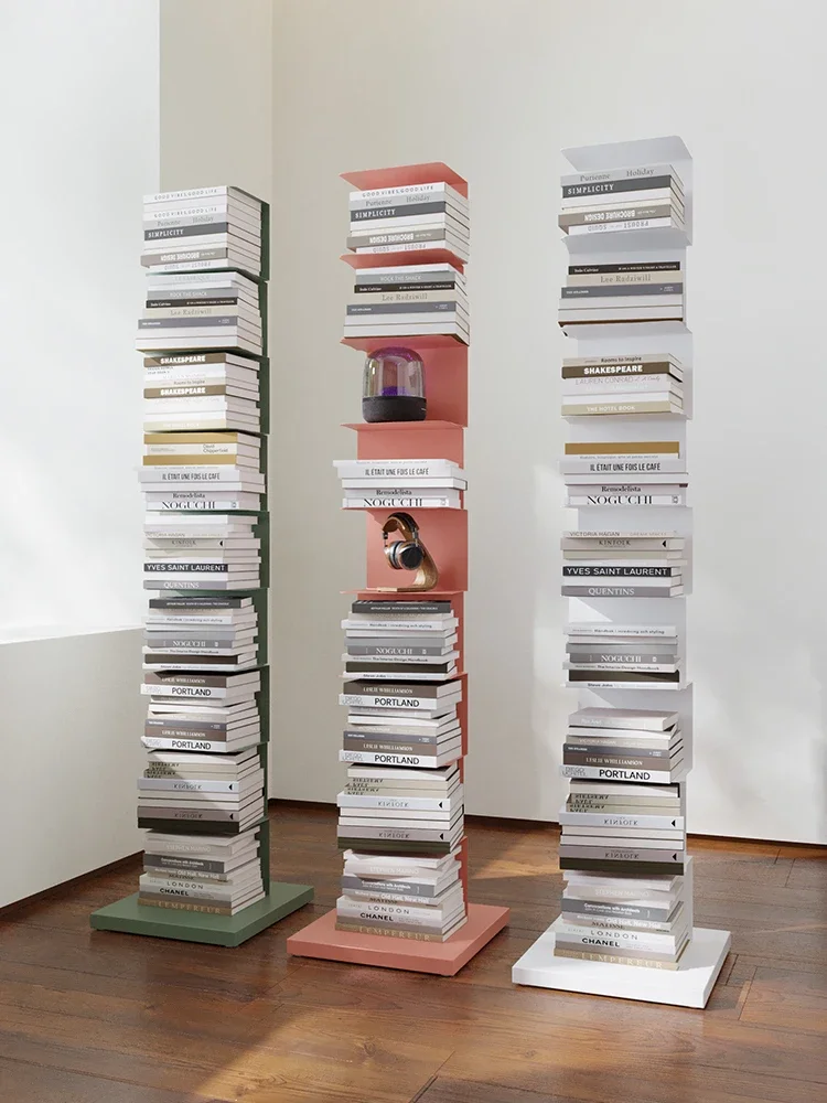 

Invisible bookshelf shelf Floor-to-ceiling wrought iron multi-layer suspended bookcase Living room corner creative