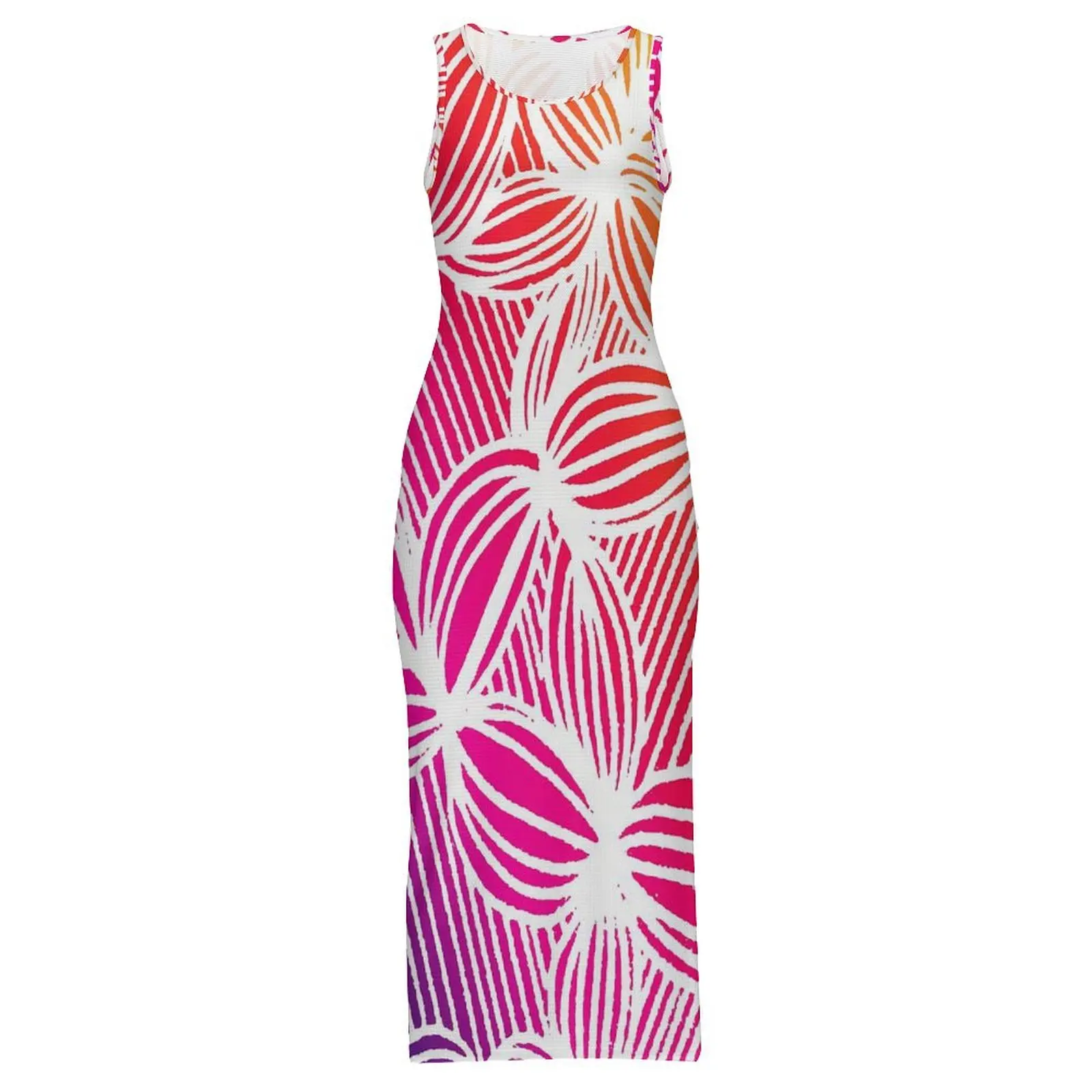 Womens Curve Print Dress 레인보우 라인 캐주얼 Y2k Bodycon Dress 봄 민소매 캐주얼 맥시 드레스 그래픽 오버 사이즈 Vestido