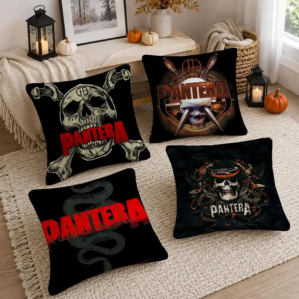 Groove Metal Band Pantera Cushion Cover Washable Short Plush Pillowcase, Wrinkle Resistant Cushion Cover for Bedroom Decor Gift
