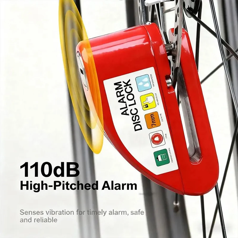 Bicycle Motorcycle Alarm Lock Wheel Disc Brake Lock Motorbike Scooter Waterproof Anti-theft Aluminum Alloy Security Brakelock - view 2