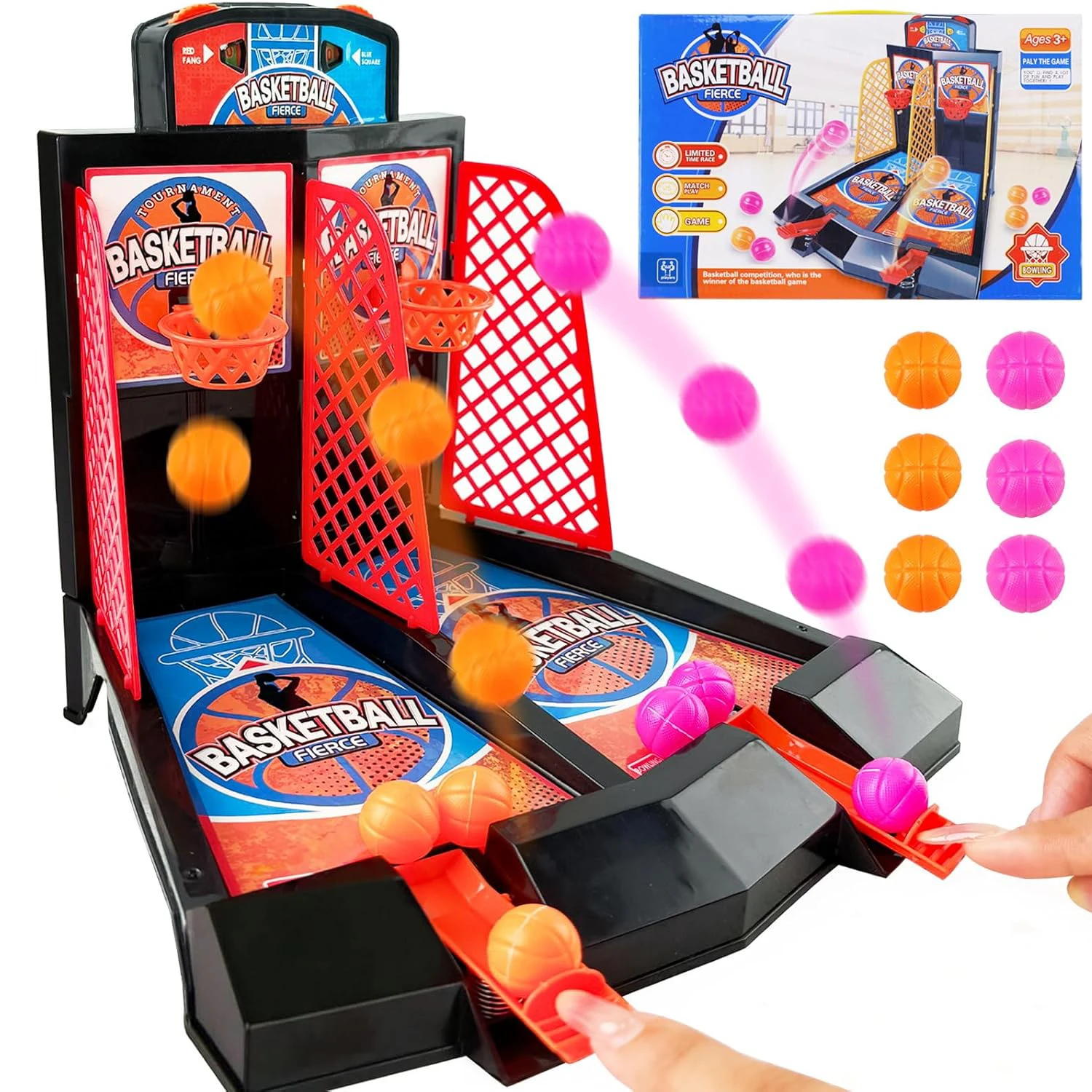 

Настольная баскетбольная игра для двоих игроков с выбросом мяча пальцем, детская игрушка с шариками