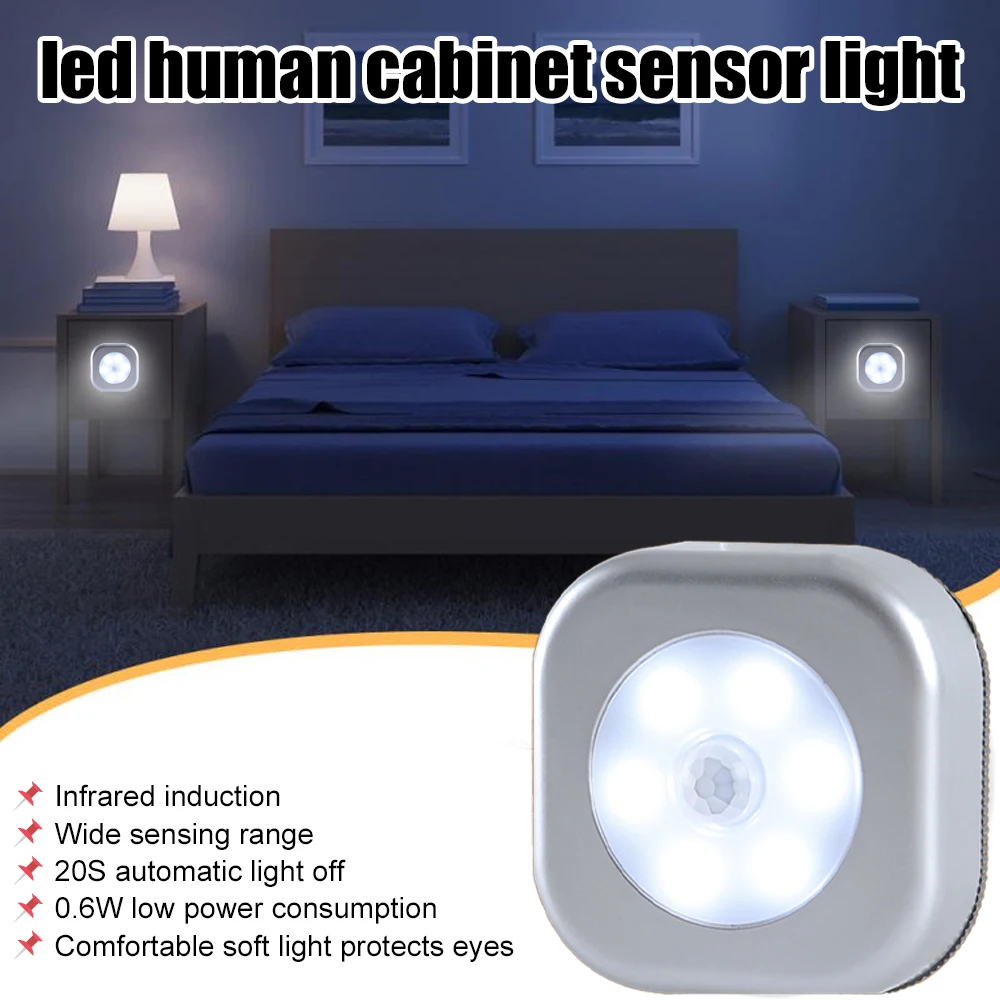 

LED Motion Induction Wardrobe Light Indoor Under Cabinet Night Light Space Saving Motion Sensing Light for Bedroom Corridor