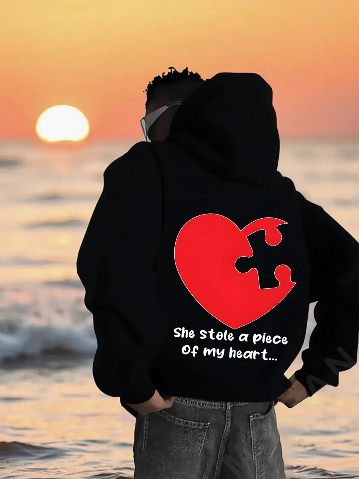 1 STÜCK [Paarstil] Lässige Mode „He and Her Love“-Muster, bedruckt, passender Paar-Hoodie, bequemer Valentinstag-Pullover