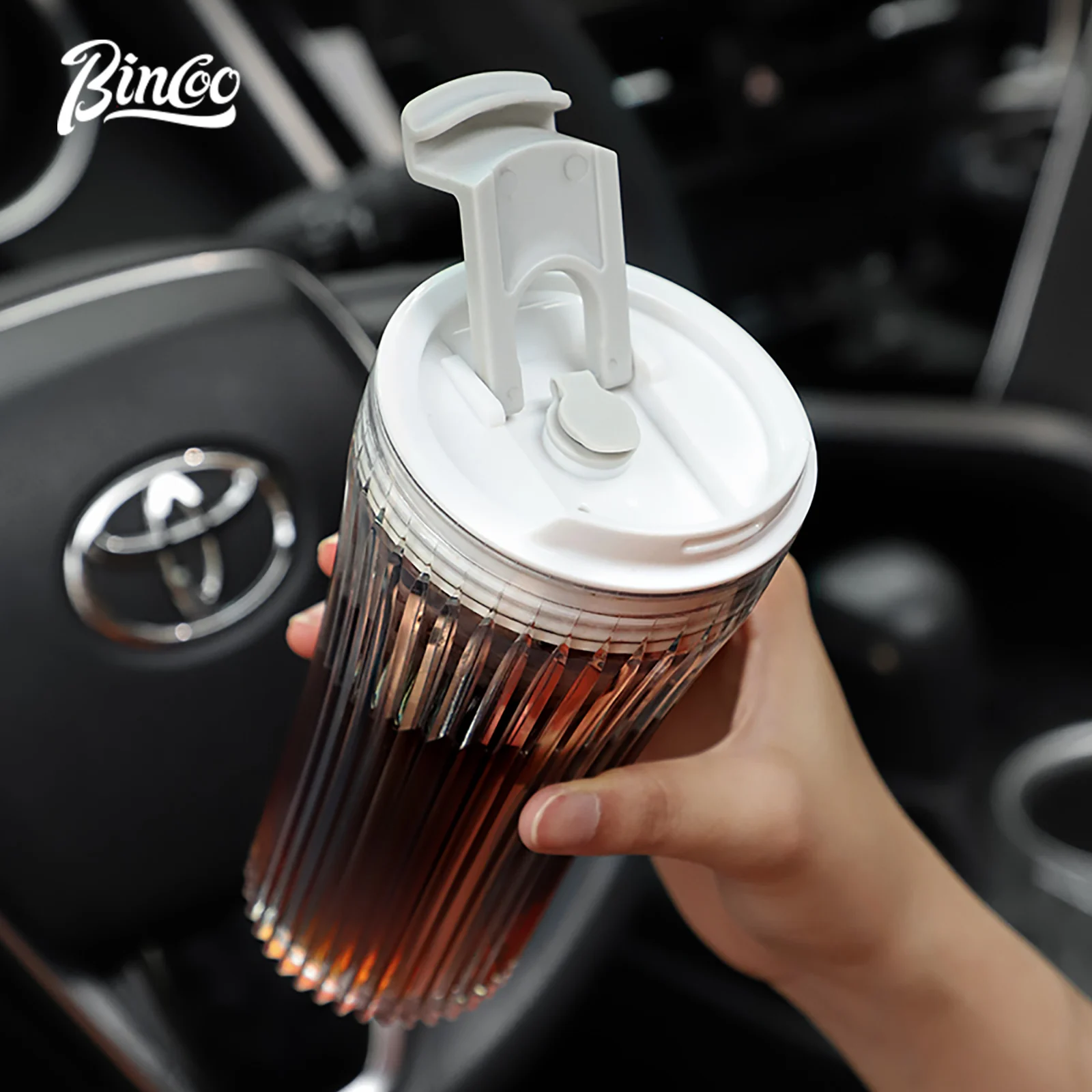 

BINCOO Portable 380ml Summer Tritan Food-Grade Coffee Mug Leak-Proof Non-Slip Car Travel Cup Outdoor Camping Sport Water Bottle