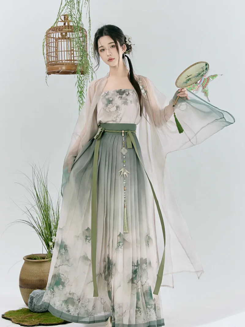 

Новый китайский стиль, национальный стиль, элементы Ханьфу, женский дизайн, система песен, повседневное платье с рукавами, юбка, косплей, Хэллоуин