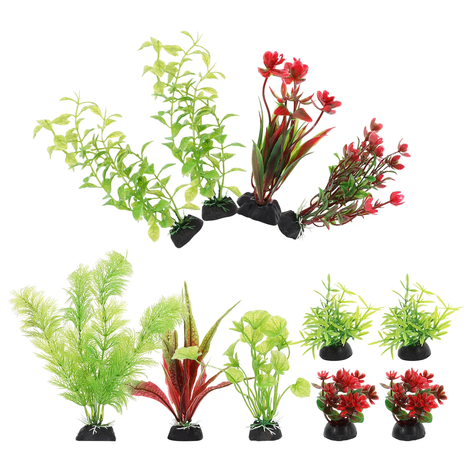 11 Pcs Aquarium Aquatic Plants Decoration Fish Tank Decorations Realistic Plastic Fake For Betta Glass Seaweed