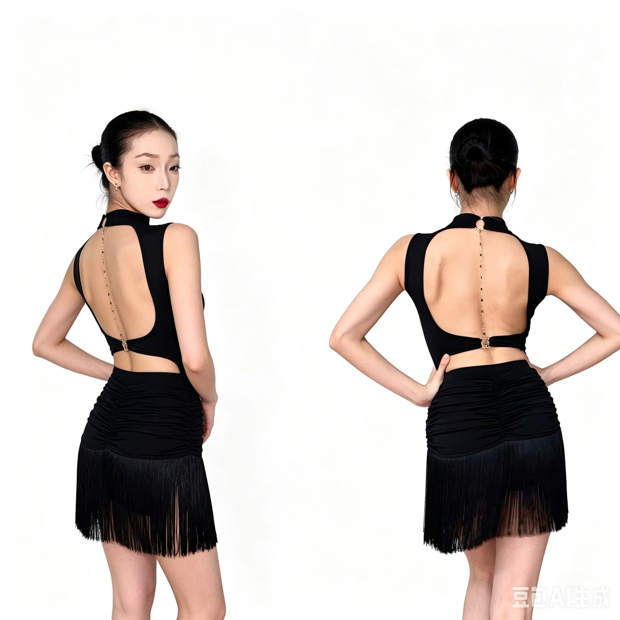 

2026 Backless Latin Dance Tops Women Sleeveless Chain Leopard Black Leotards Adult Rumba Chacha Dance Practice Clothing SS2371