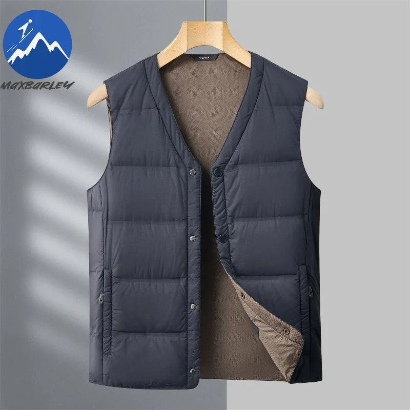 

Luxury Down Vest Comfort Commute Office Duck Down Warm Coat Mens V Neck Business Casual Cold Resistant Lightweight Winter Vests