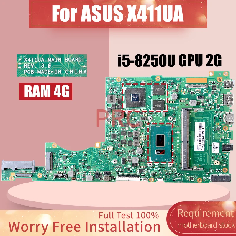 X411UA MAINBOARD For ASUS Vivobook 14 X411U K411UA X411UAS S4000V Laptop Motherboard 60NB0110-MB5021 I5-8250U Notebook Mainboard
