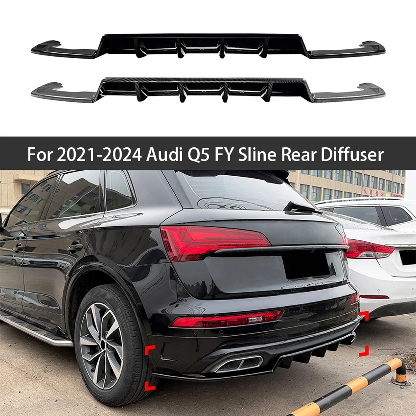 

For 2021 2022 2023 2024 Audi Q5 FY Sline Rear Bumper Lip Separator Diffuser ABS Material Spoiler Car Parts