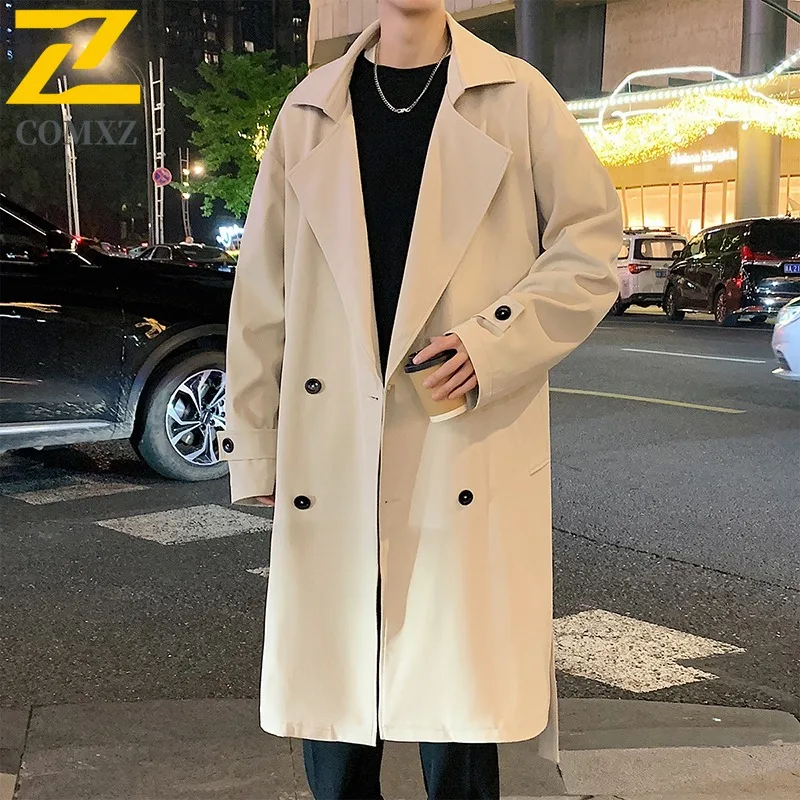 

COMXZ Роскошная мужская куртка в корейском стиле с лацканами, модный легкий плащ, двубортный удобный осенне-зимний верхняя одежда