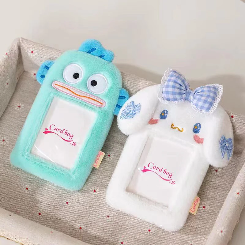 Cute Cartoon Characters Plush Album Card Holder Bus Card Bank ID Card Protective Display Sleeves Students Bag Pendant Gift