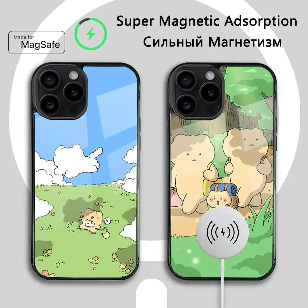 

Cartoon Bear Phone Case For iPhone 16 15 14 13 12 11 Plus,Pro,Max Mini Magsafe Magnetic Wireless Charging