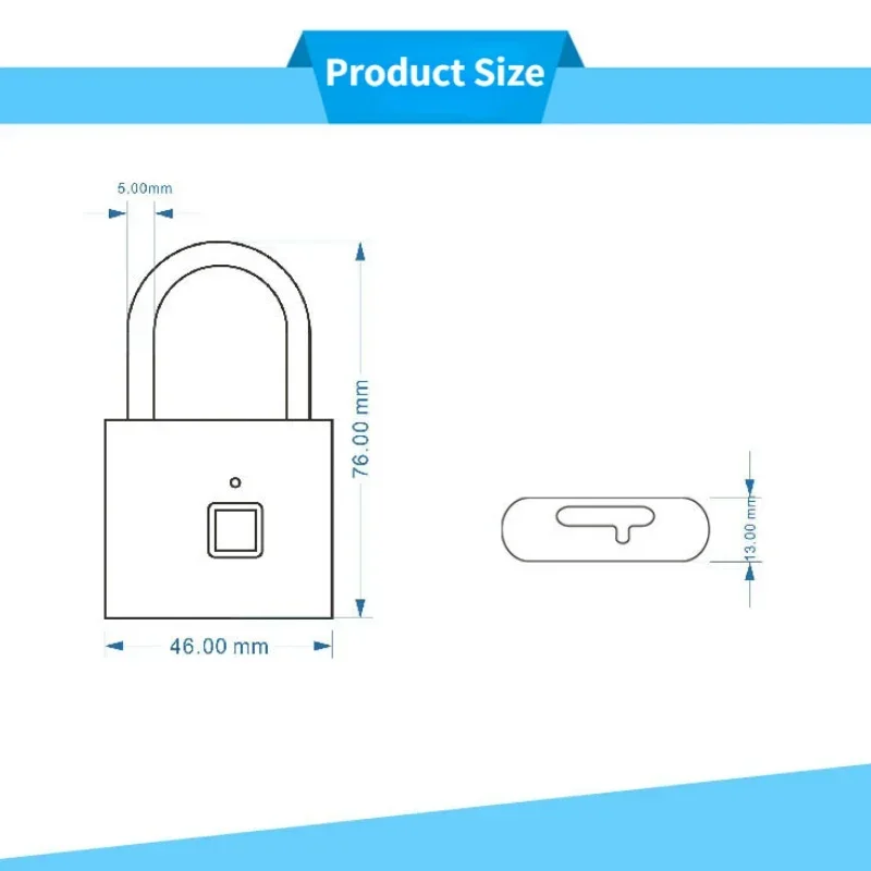 Fingerprint Padlock Smart Waterproof TUYA Bluetooth-compatiable Lock Fingerprint Lock Smart Padlock Fingerprint Cabinet Lock