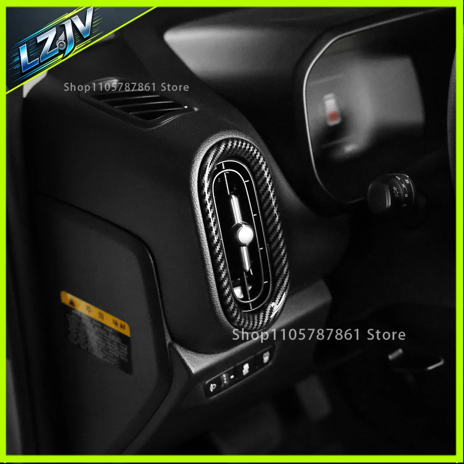LZJV Carbon Fiber Style Dashboard Both Side Air Conditional Vent Trim Frame Cover For Kia Morning Picanto 2021-2023