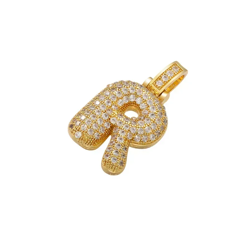 QMHJE 17*29mm Initial ABC Alphabet Crystal Chunky Letters Brass Charm Pendant Necklace Choker CZ Iced DIY Gold Color Wholesale