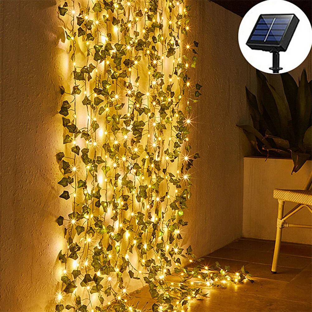 10m 100LED Fairy Lights ivy String LED Solar Light Vine Maple Leaf Waterproof Garland Solar Lamp Christmas for Garden Decoration