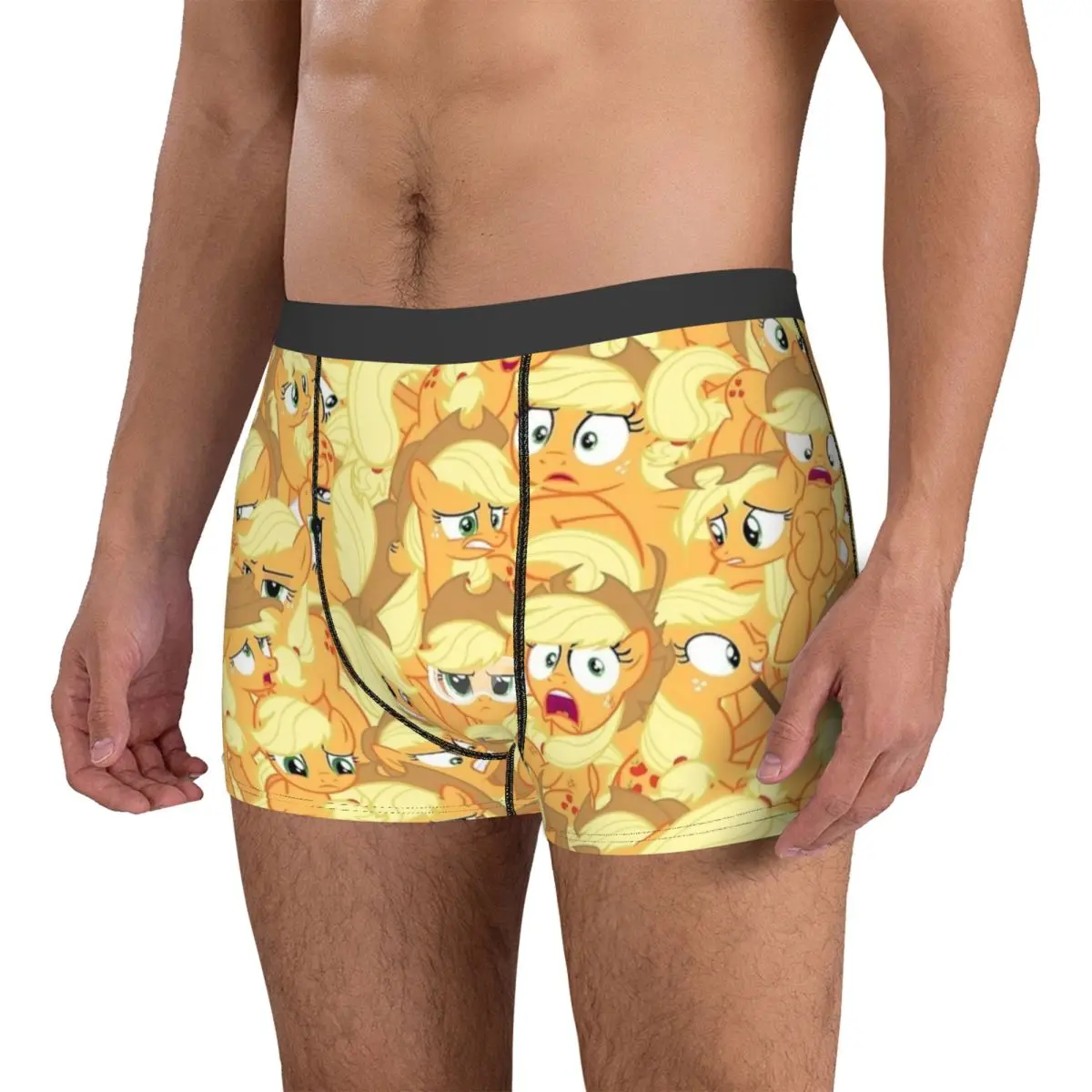 Men Applejack Mess MLP Underwear Cartoon Novelty Boxer Briefs Shorts Panties Male Soft Underpants S-XXL