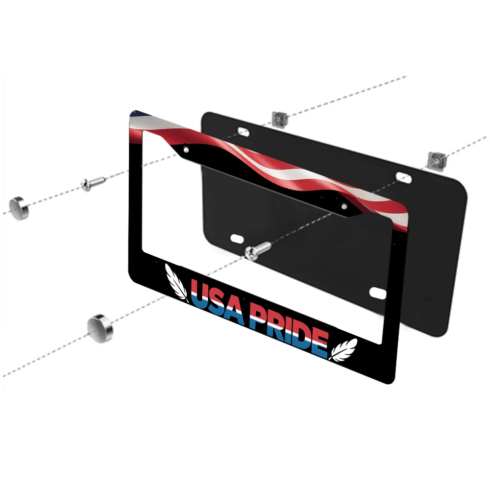 1 قطعة أحمر أبيض أزرق الولايات المتحدة الأمريكية العلم نمط 2 حفرة إطار لوحة الرخصة مادة الألومنيوم 6x12 بوصة مع المسمار مجموعة الرجعية الوطنية سيارة