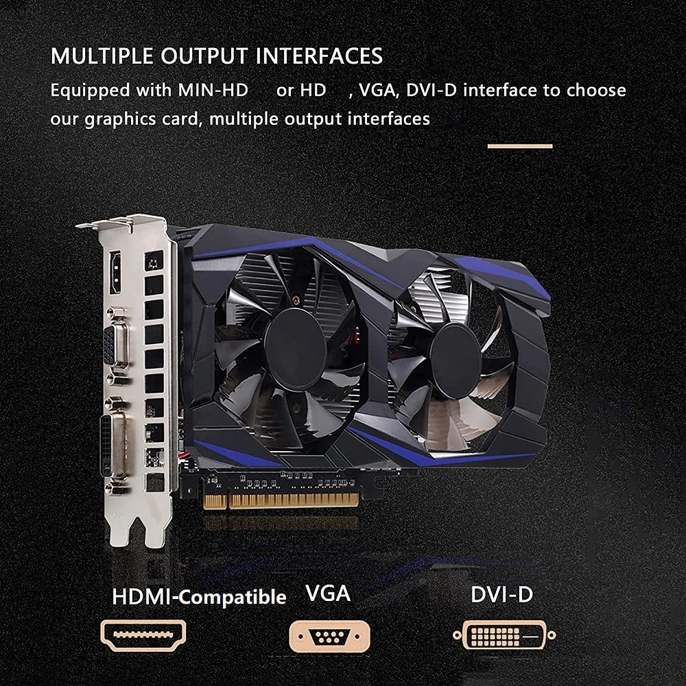 New Graphics Cards GTX1050Ti DDR5 Video Gaming 1GB Mining Cooler With HDMI-Compatible DVI VGA HD Interfaces Dual Fan 1080 For PC