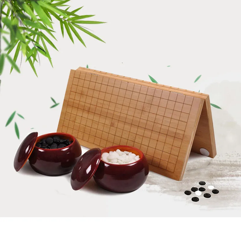 Exquisite Go Game Chess Set 361 Pcs Stone Checker 19 Road Bamboo Chessboard Diameter 2.2cm Chessman Wooden Jar Chinese Weiqi