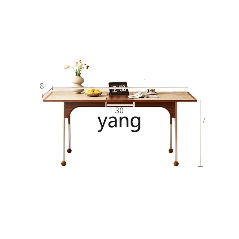 

lmm solid wood retractable dining table small apartment folding long table household antique retro dining table