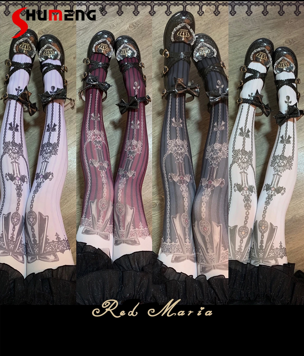 Multicolor Gothic Style Original Retro Printing Pantyhose Girls Lolita Socks Spring Autumn Leggings Women's Tights Stockings