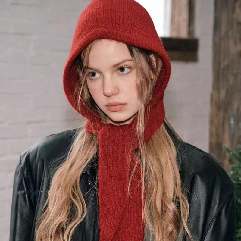 1 قطعة المرأة الخريف/الشتاء بالاكلافا متماسكة قبعة مع غطاء الرقبة ، الشارع نمط زين قبعة دافئة في الهواء الطلق #1