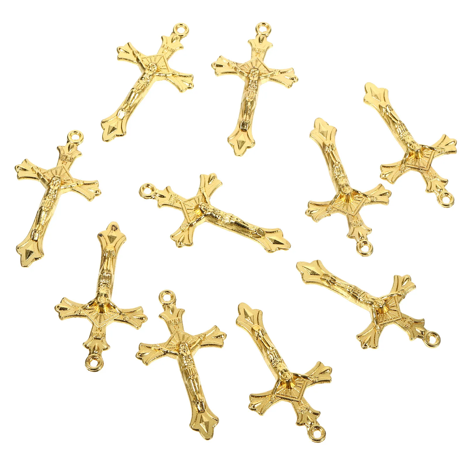 

10Pcs Cross Shaped Charms Gold Plated Smooth Surface Cross Pendant for DIY Necklace Bracelet Keychain Ornament Jewelry Making