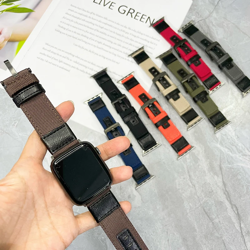 Leather Solo Loop for Apple Watch Ultra Band 49mm 44mm 38mm 42mm Fabric Nylon Elastic Belt Bracelet iWatch Series 8 7 6 se 5 4 3