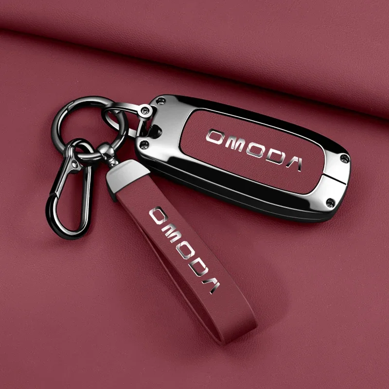 NOVO Estojo Protetor de Chave de Carro em Liga de Zinco e Couro com Corrente para OMODA 5 2023 - Acessório Interno Automotivo para Proteção da Chave