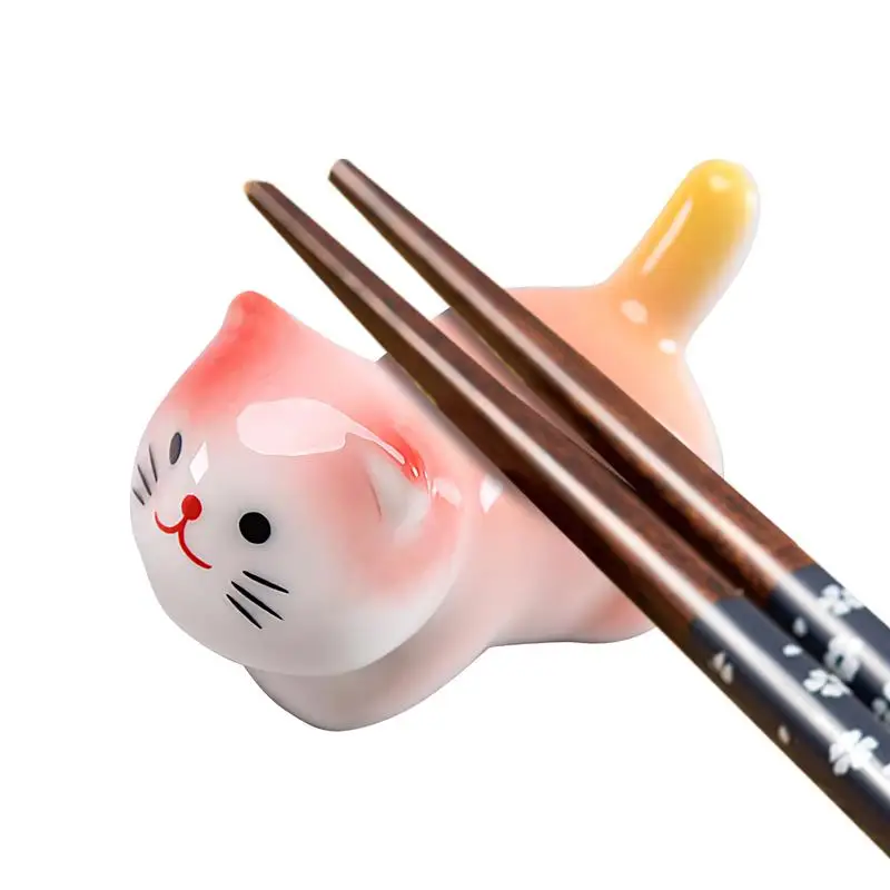 Cute Cat Chopsticks Rest Ceramic Chopsticks Holder Desk Ornament Chopstick Rests And Holders Chopsticks Holder Ornaments Cat