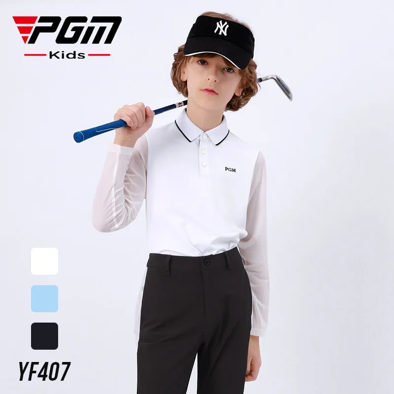 

PGM Boys Golf Sunscreen Clothing Children's Bottom Top Long sleeved T-shirt Spring/Summer Youth Long sleeved T-shirt 골프웨어