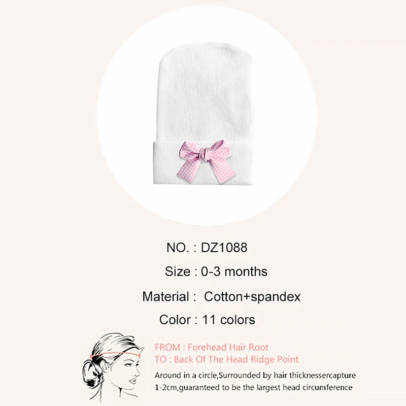 Geebro 0-3 Month Newborn Baby Girls Printed Bow Cotton Beanie Boys Kids Star white Knit hat New born baby Accessories Stuff