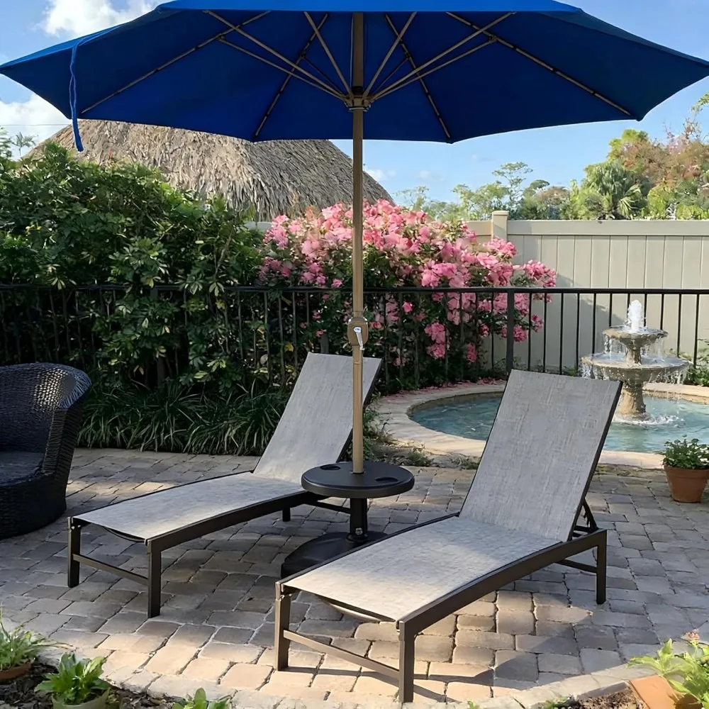 

Lounge Chair Outdoor Set of 2, Metal Pool Chaise Lounge Chairs, Adjustable Five-Position Tanning Recliner, Customized