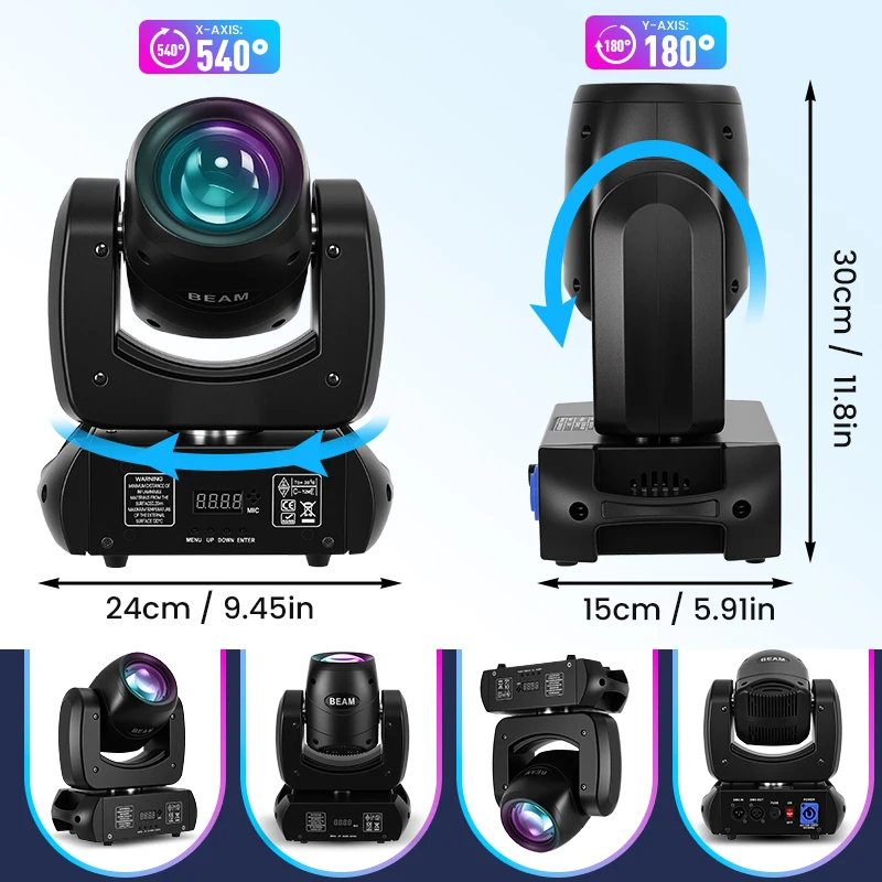 

Mingjie 100W LED DJ Party Light Black Moving Heads Lights Stage Light for Home Disco Bar Wedding Show DMX Spot Lights