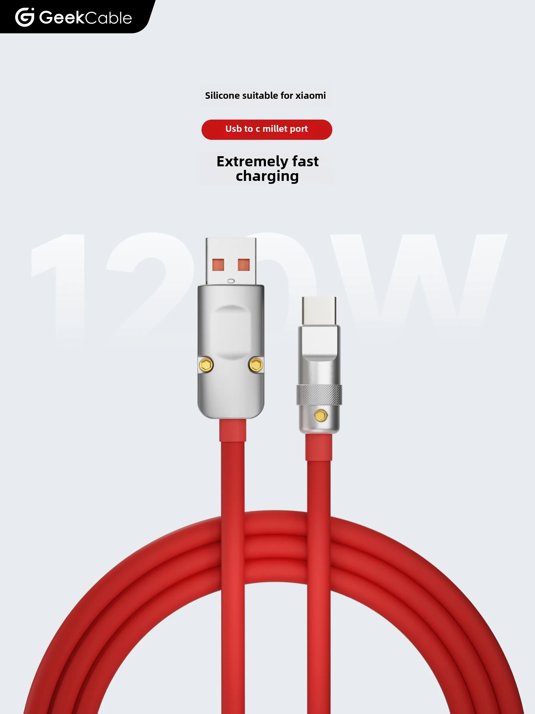 GB mobile fast charging is suitable for Xiaomi Redmi 13 Black Shark and other data cable flash charging silicone ultra soft 120W