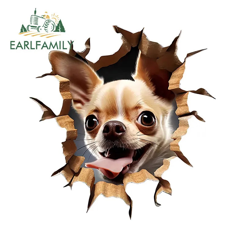 EARLFAMILY الكلب الكرتون المسيل للدموع ملصقات السيارات مسلية مقاومة للخدش الشارات الفينيل مناسبة للدراجات النارية الغيتار الأمتعة سكيت
