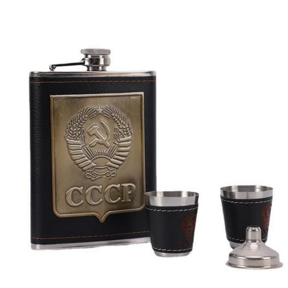 

8oz Stainless Steel Hip Flask Leather Flagon Whiskey Wine Bottle Alcohol Kettle Pocket Flagon