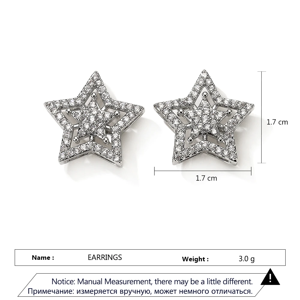 Huitan بريليانت كريستال ستار أقراط النساء الكامل معبد الأبيض زركون القرط بسيط أنيق تنوعا مجوهرات الأزياء