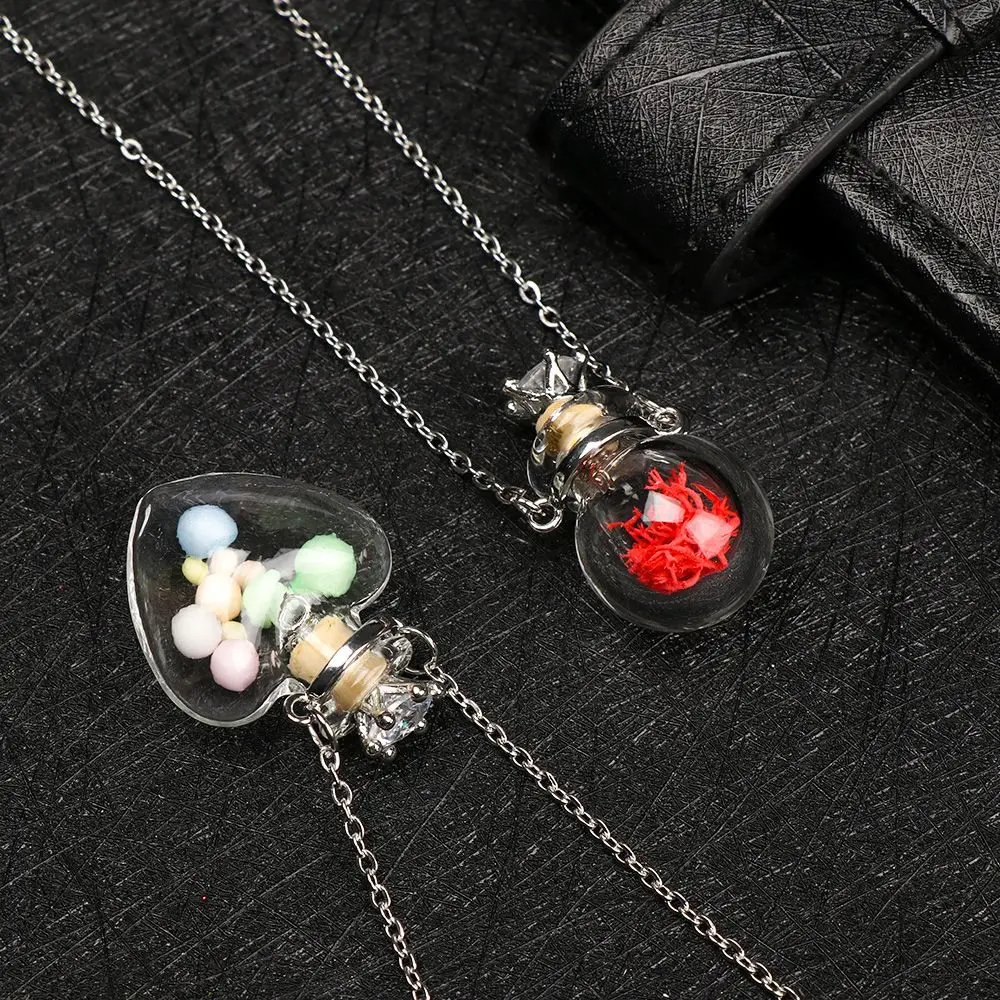 Openable Water Drop Heart Steel Chain Keepsake Essential Oil Pendant Memorial Jewelry Perfume Jewellery Glaze Vial Necklace