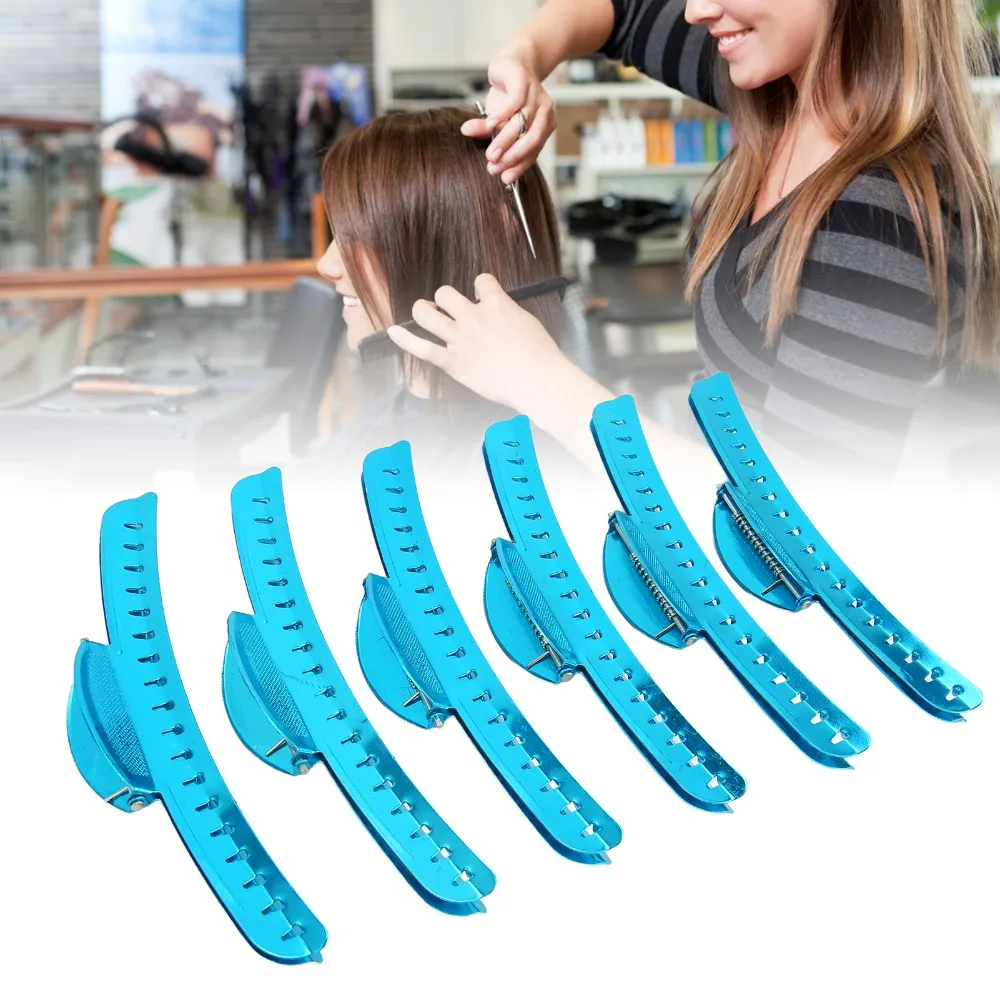 6PCS Metal Clamp Hair Section Clips Aluminum Tip Strong Hold Claw Hair Clips Non-Slip Grip Lightweight Design Finger Wave Clips