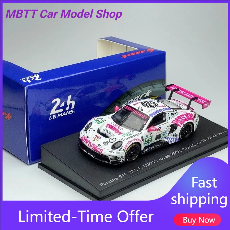 

Модель автомобиля Spark 1:64 Porsche 911 GT3 R 2025 Le Mans Iron Lady, литая под давлением