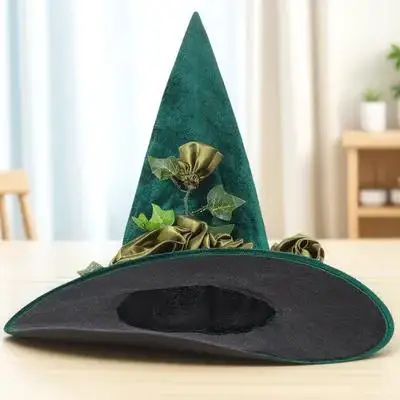 Decorative Witch Hat Elegant Size Suitable for Kids Adults Halloween Party Cosplay Flower Design Lightweight Comfortable Witch