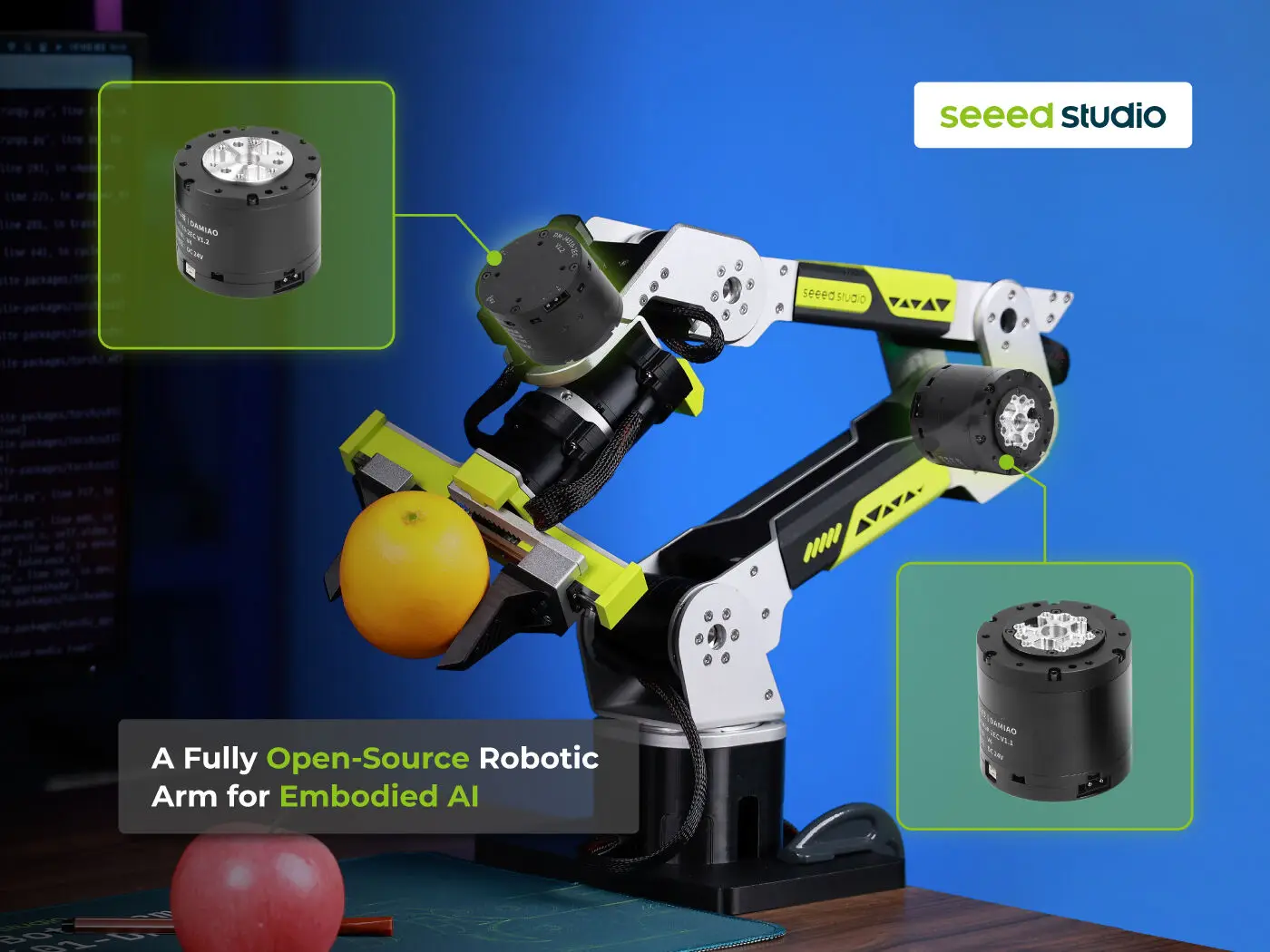 Open-Source Robotic Arm ReBot Arm B601-DM Body Motor Kit, Body Structure Kit, Gripper Kit Compatible ROS1/2 Isaac Sim LeRobot.