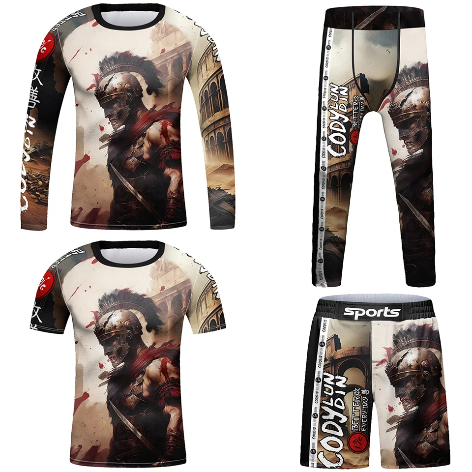 

New Kids MMA Rashguard Jiu Jitsu T-shirt+Pant Boxing Set Boy Muay Thair Shorts Clothing Bjj Kickboxing Children Sport Tracksuits