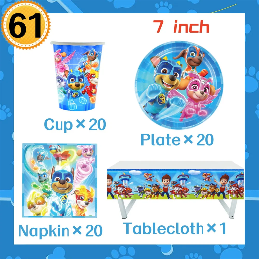 Paw Patrol Birthday Decorations Paper Disposable Tableware Set Cup Plate Napkins Tablecloth Baby Shower Kids Boys Party Supplies